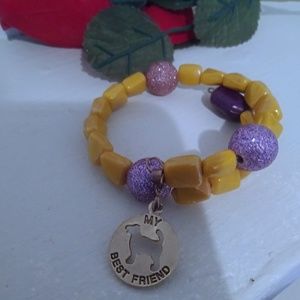 Coil bracelet with "Best Friend" dog charm